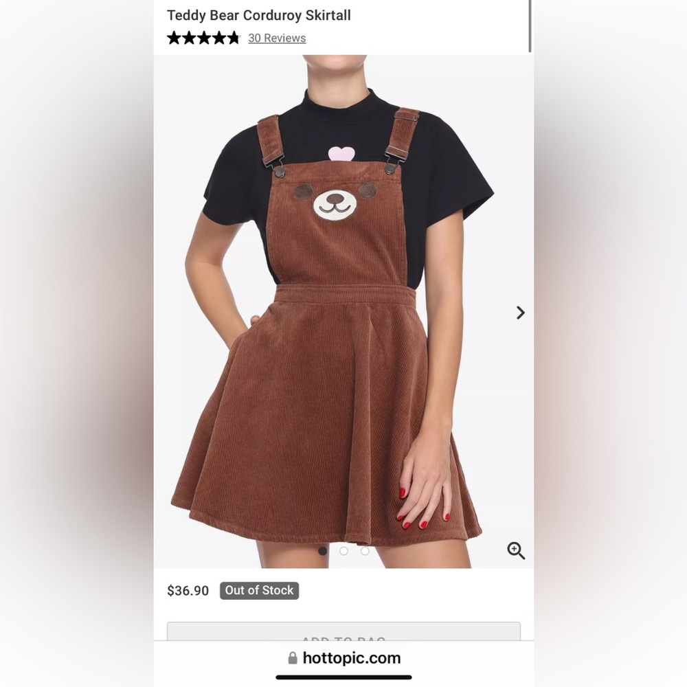 Hot Topic Teddy Bear Corduroy Skirtall